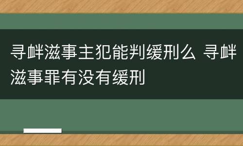 寻衅滋事主犯能判缓刑么 寻衅滋事罪有没有缓刑