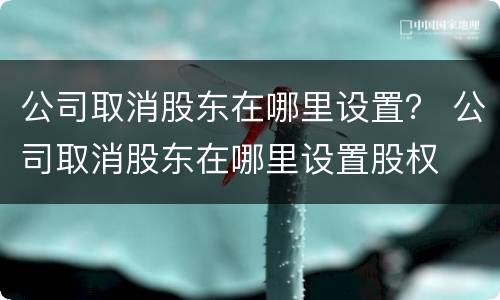 公司取消股东在哪里设置？ 公司取消股东在哪里设置股权