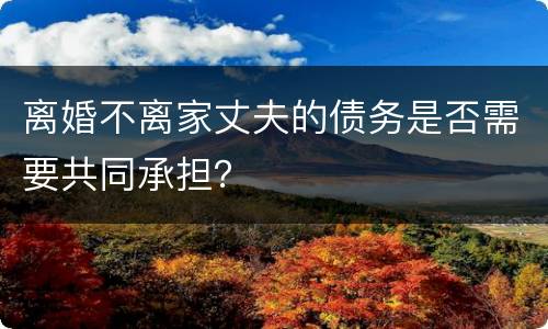 离婚不离家丈夫的债务是否需要共同承担？