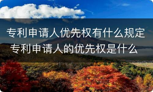 专利申请人优先权有什么规定 专利申请人的优先权是什么