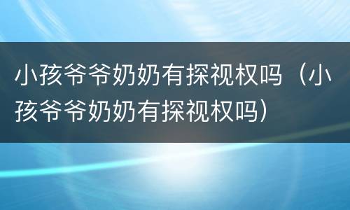 小孩爷爷奶奶有探视权吗（小孩爷爷奶奶有探视权吗）