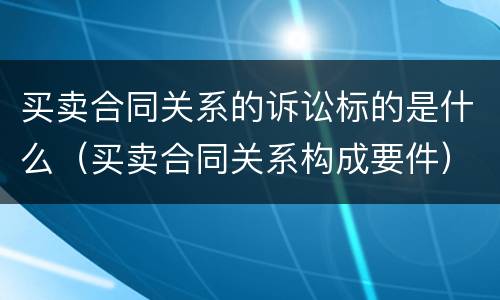 买卖合同关系的诉讼标的是什么（买卖合同关系构成要件）