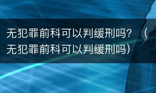 无犯罪前科可以判缓刑吗？（无犯罪前科可以判缓刑吗）