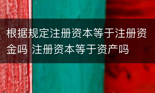 根据规定注册资本等于注册资金吗 注册资本等于资产吗