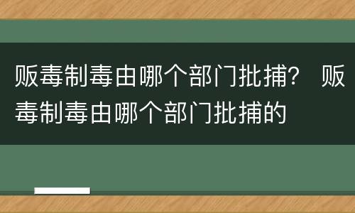 贩毒制毒由哪个部门批捕？ 贩毒制毒由哪个部门批捕的