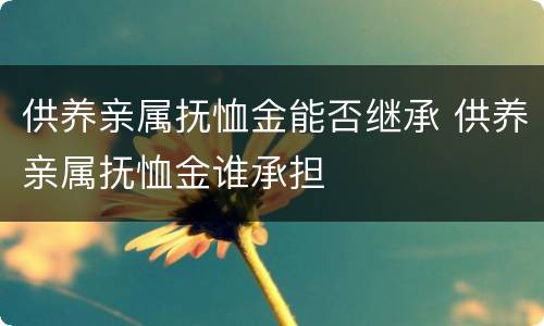 供养亲属抚恤金能否继承 供养亲属抚恤金谁承担