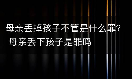 母亲丢掉孩子不管是什么罪？ 母亲丢下孩子是罪吗