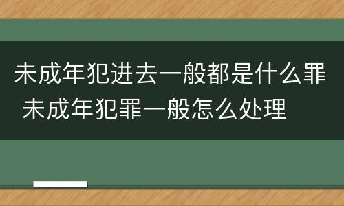 未成年犯进去一般都是什么罪 未成年犯罪一般怎么处理