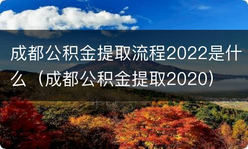 成都公积金提取流程2022是什么（成都公积金提取2020）