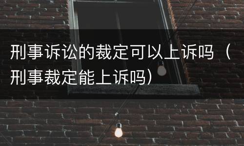 刑事诉讼的裁定可以上诉吗（刑事裁定能上诉吗）