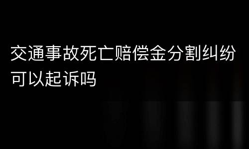 交通事故死亡赔偿金分割纠纷可以起诉吗