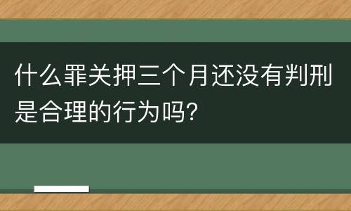 什么罪关押三个月还没有判刑是合理的行为吗？