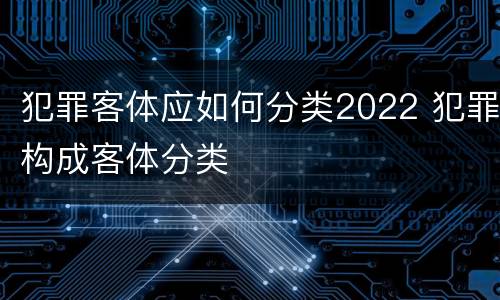 犯罪客体应如何分类2022 犯罪构成客体分类