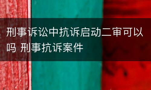 刑事诉讼中抗诉启动二审可以吗 刑事抗诉案件