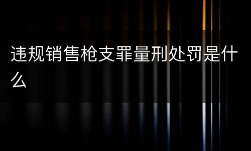 违规销售枪支罪量刑处罚是什么