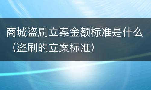 商城盗刷立案金额标准是什么（盗刷的立案标准）