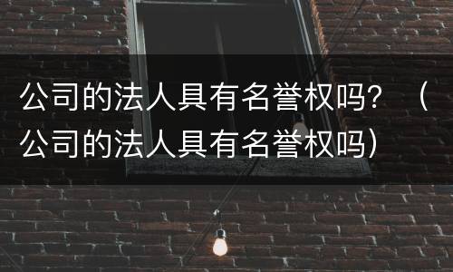 公司的法人具有名誉权吗？（公司的法人具有名誉权吗）