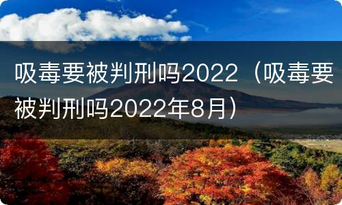 吸毒要被判刑吗2022（吸毒要被判刑吗2022年8月）