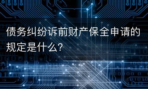 债务纠纷诉前财产保全申请的规定是什么？