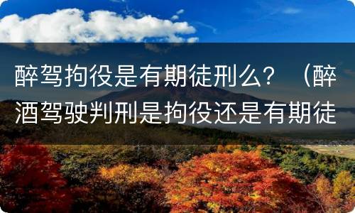 醉驾拘役是有期徒刑么？（醉酒驾驶判刑是拘役还是有期徒刑）