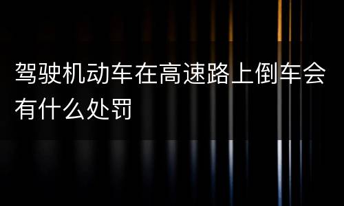 驾驶机动车在高速路上倒车会有什么处罚