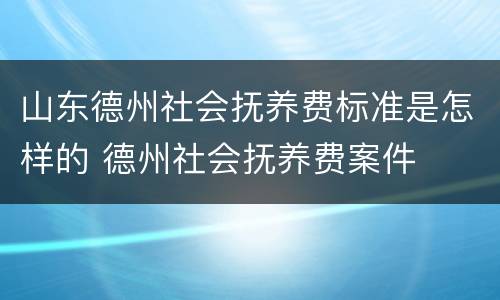 山东德州社会抚养费标准是怎样的 德州社会抚养费案件