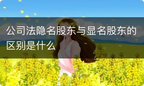 公司法隐名股东与显名股东的区别是什么