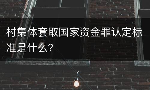 村集体套取国家资金罪认定标准是什么？