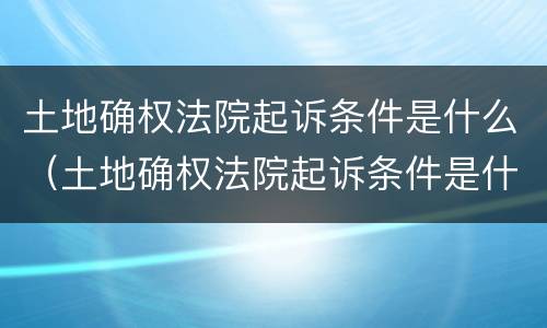 土地确权法院起诉条件是什么（土地确权法院起诉条件是什么样的）