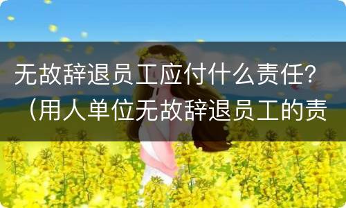 无故辞退员工应付什么责任？（用人单位无故辞退员工的责任）