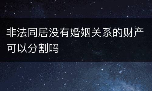 非法同居没有婚姻关系的财产可以分割吗