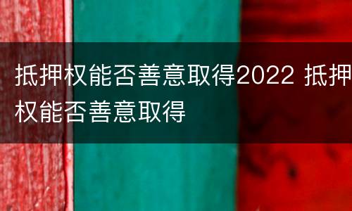 抵押权能否善意取得2022 抵押权能否善意取得