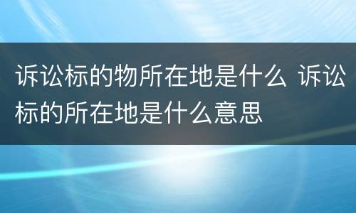 诉讼标的物所在地是什么 诉讼标的所在地是什么意思