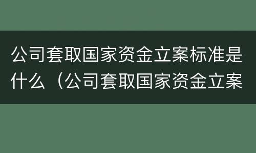 公司套取国家资金立案标准是什么（公司套取国家资金立案标准是什么规定）