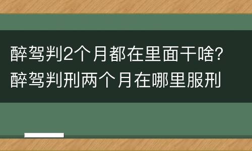 醉驾判2个月都在里面干啥？ 醉驾判刑两个月在哪里服刑