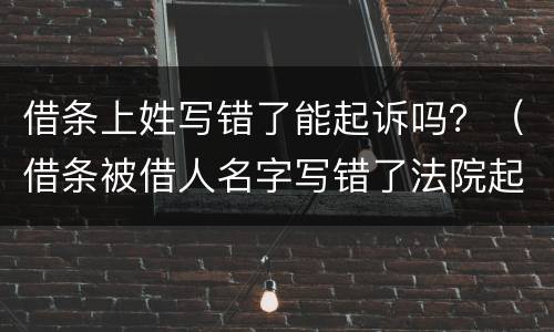 借条上姓写错了能起诉吗？（借条被借人名字写错了法院起诉有用吗）