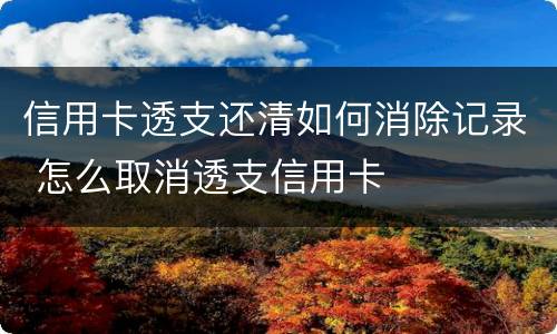 信用卡透支还清如何消除记录 怎么取消透支信用卡