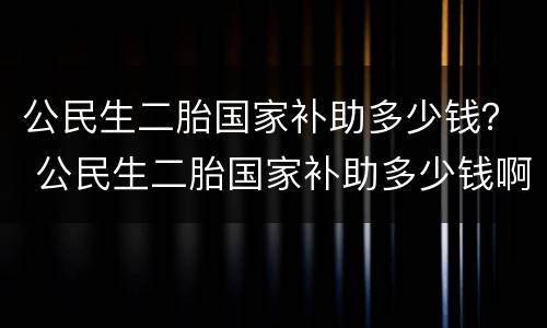 公民生二胎国家补助多少钱？ 公民生二胎国家补助多少钱啊