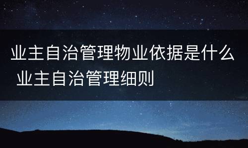 业主自治管理物业依据是什么 业主自治管理细则