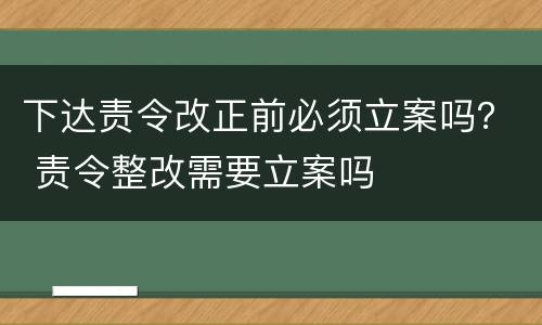 下达责令改正前必须立案吗？ 责令整改需要立案吗