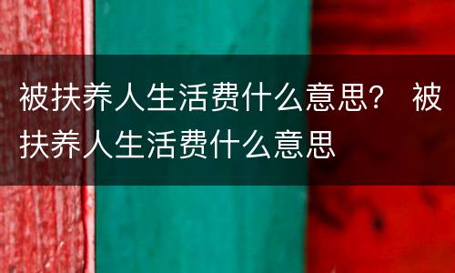 被扶养人生活费什么意思？ 被扶养人生活费什么意思