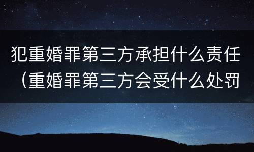 犯重婚罪第三方承担什么责任（重婚罪第三方会受什么处罚）