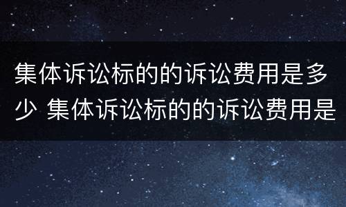 集体诉讼标的的诉讼费用是多少 集体诉讼标的的诉讼费用是多少