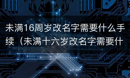 未满16周岁改名字需要什么手续（未满十六岁改名字需要什么手续）