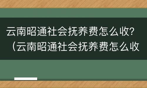 云南昭通社会抚养费怎么收？（云南昭通社会抚养费怎么收取）