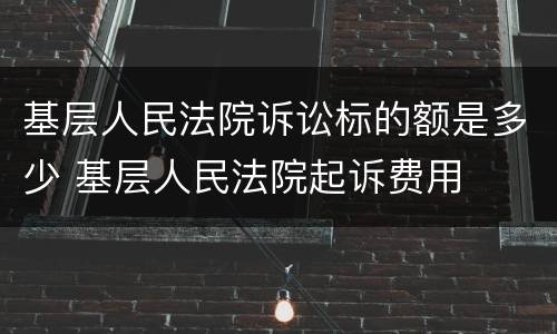 基层人民法院诉讼标的额是多少 基层人民法院起诉费用