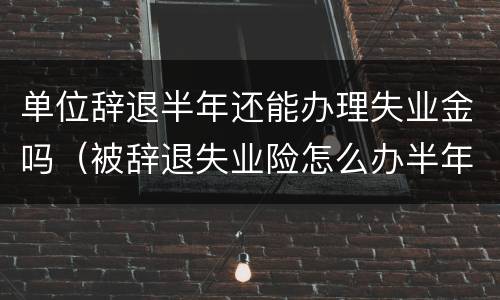 单位辞退半年还能办理失业金吗（被辞退失业险怎么办半年能领取吗）