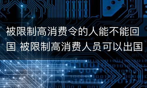 被限制高消费令的人能不能回国 被限制高消费人员可以出国吗