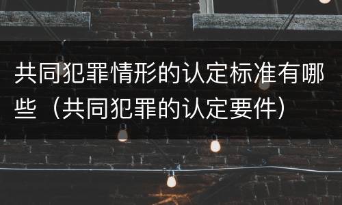 共同犯罪情形的认定标准有哪些（共同犯罪的认定要件）