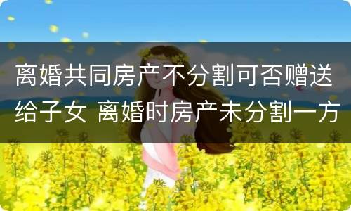 离婚共同房产不分割可否赠送给子女 离婚时房产未分割一方可以独占吗